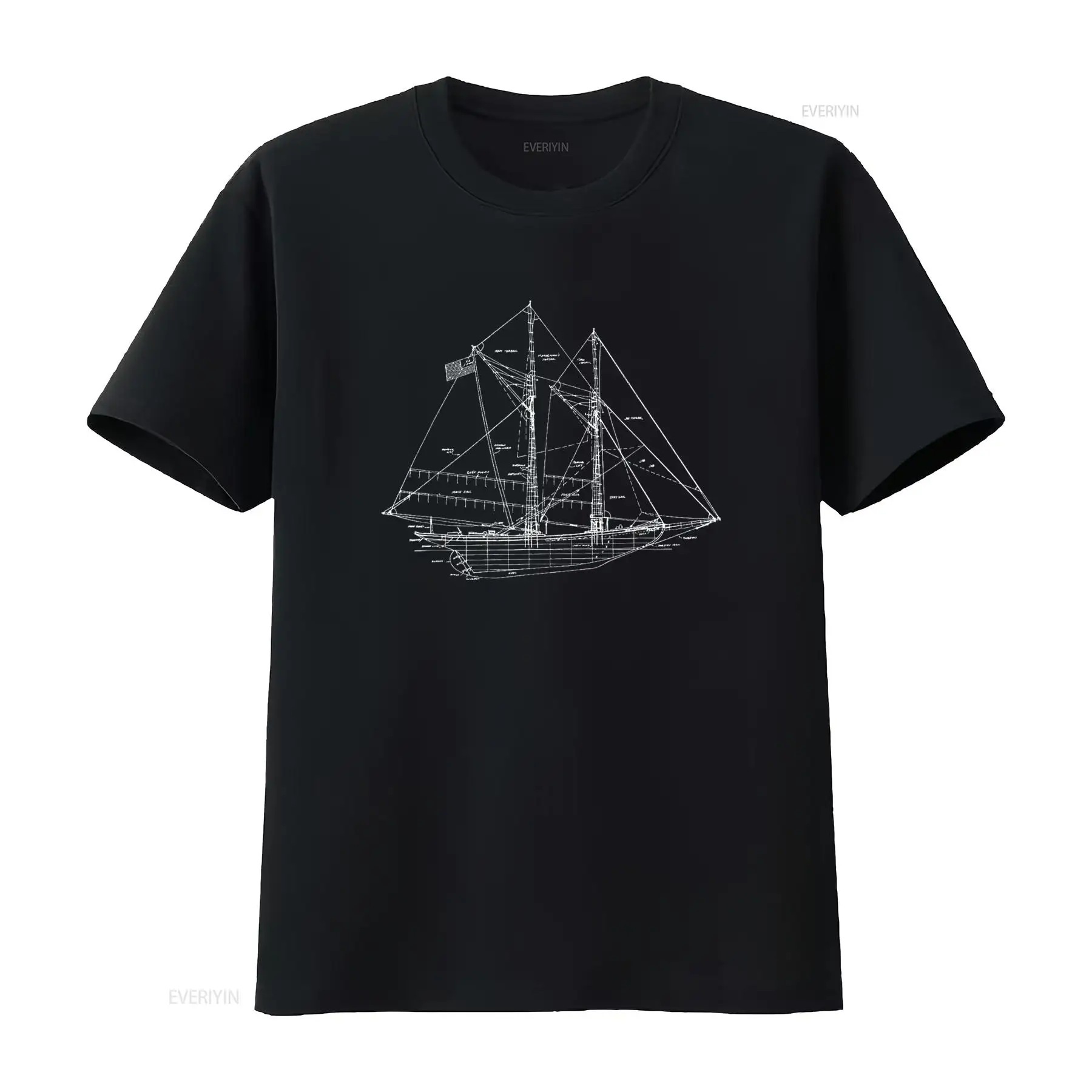 Vintage Yacht Fashion - Sailing Vintage Blueprint Sailboat Yachting T