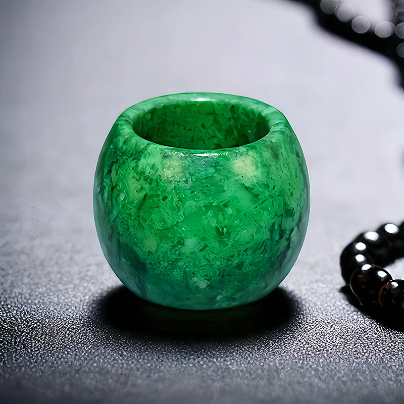 Vintage Fashion Rings For Women - 22mm Green Real Jade Rings for