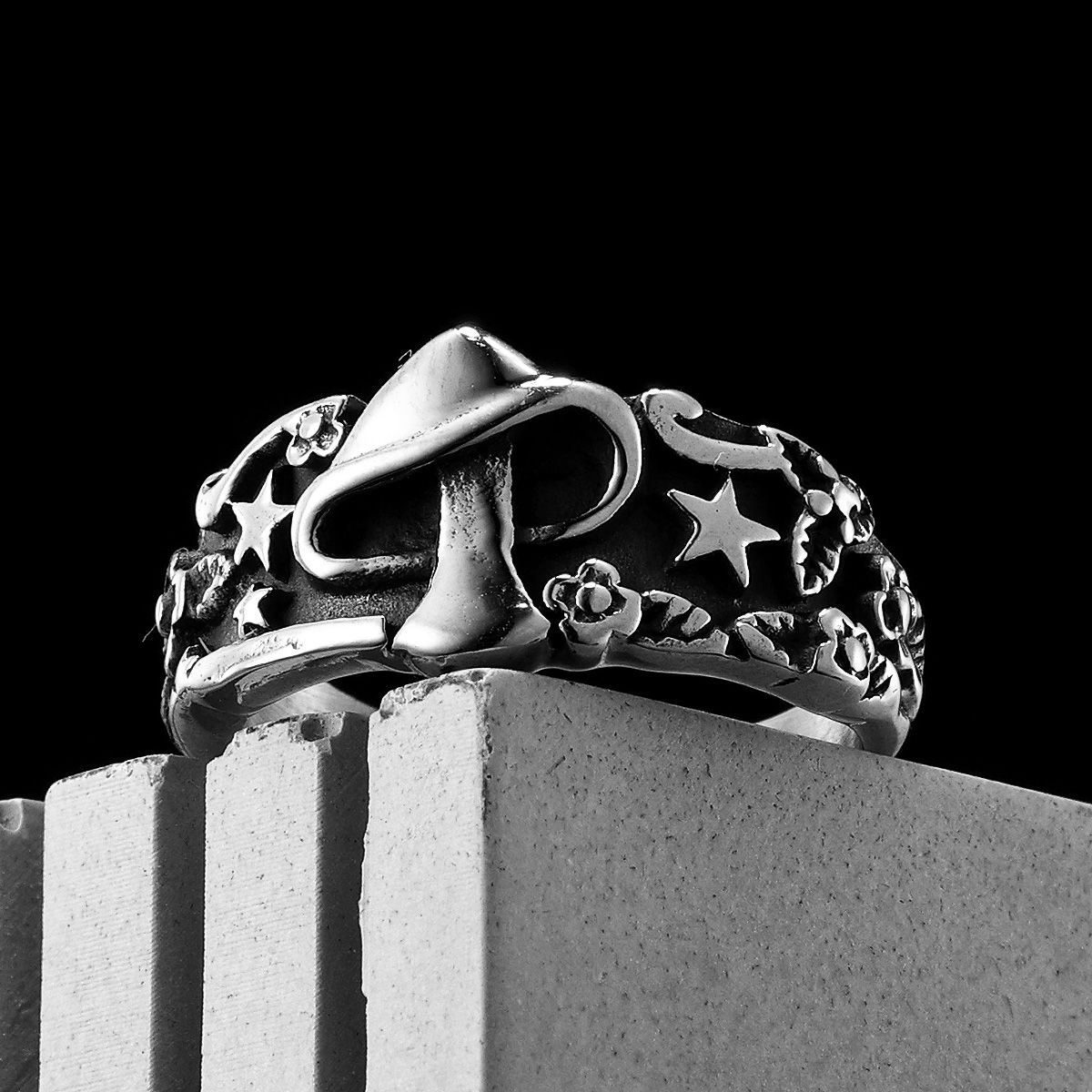 Vintage Fashion Newtown - Mushroom Star Men Rings Stainless Steel
