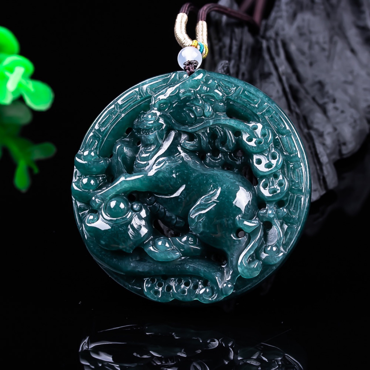 Vintage Fashion Accessories - Burmese Jadeite Dragon Pendant Gemstone Real