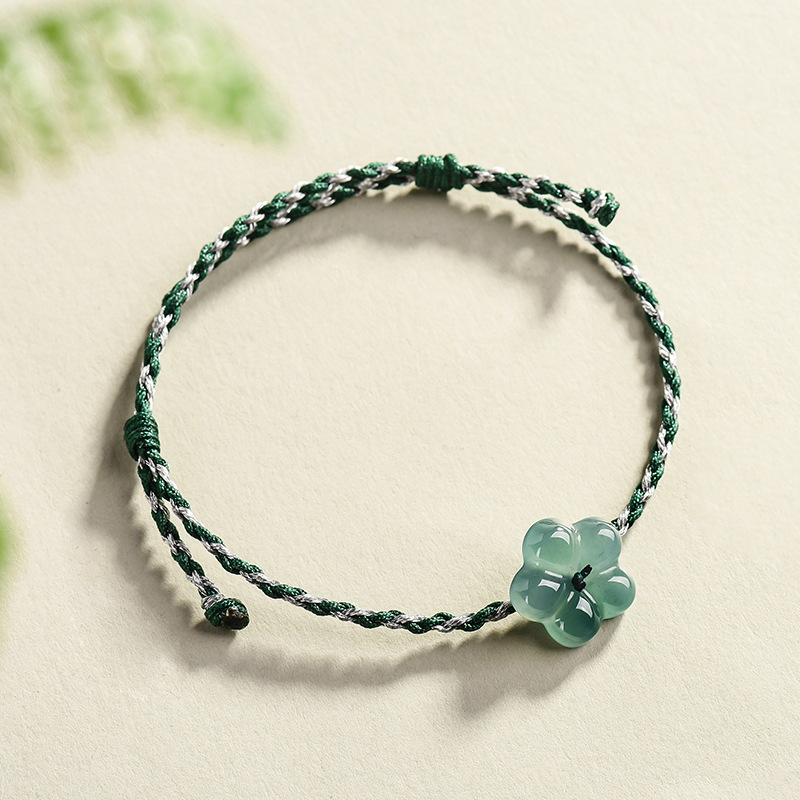 Vintage Fashion Accessories - Burmese Jadeite Flower Bracelet Natural Jade