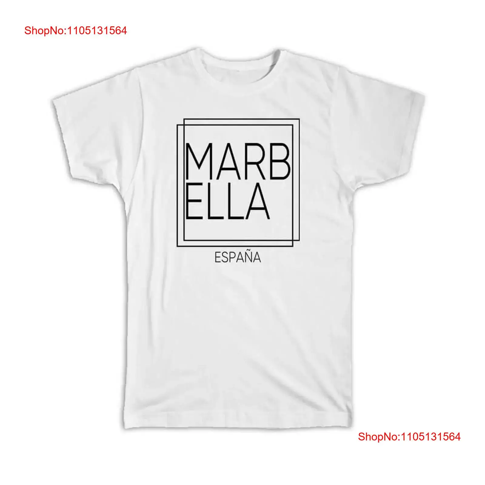 T Shirt MARBELLA Spain Square  - Vintage Fashion Font 评论和价格
