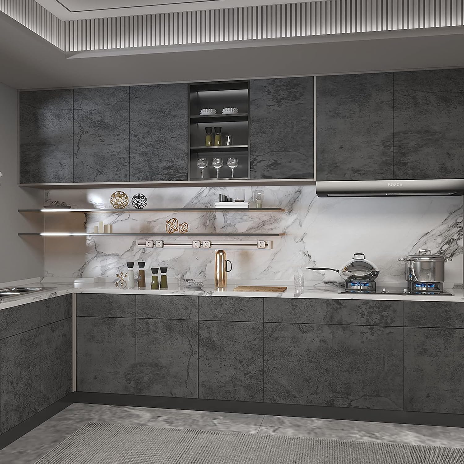 Grey Self-Adhesive Wallpaper 5 - Vintage Fashion Wallpaper 评论和价格