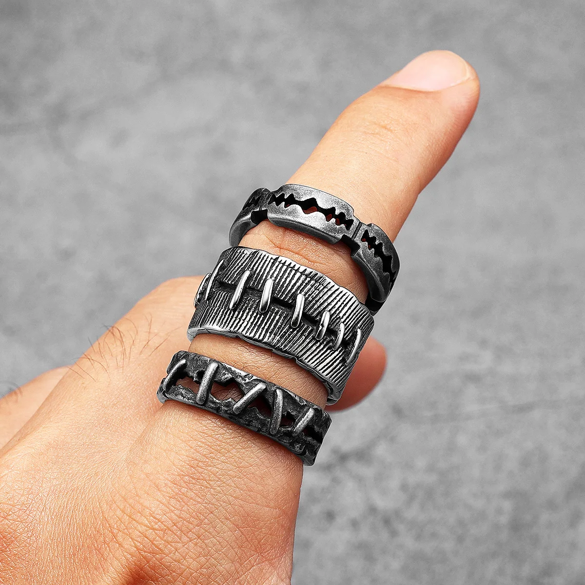 Retro Razor Blade Men Rings St - Vintage Fashion Newtown 评论和价格