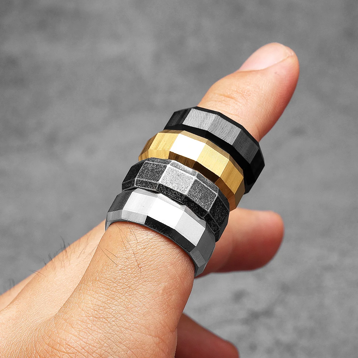 Geometric Cuts Men Rings Stain - Vintage Fashion Newtown 评论和价格