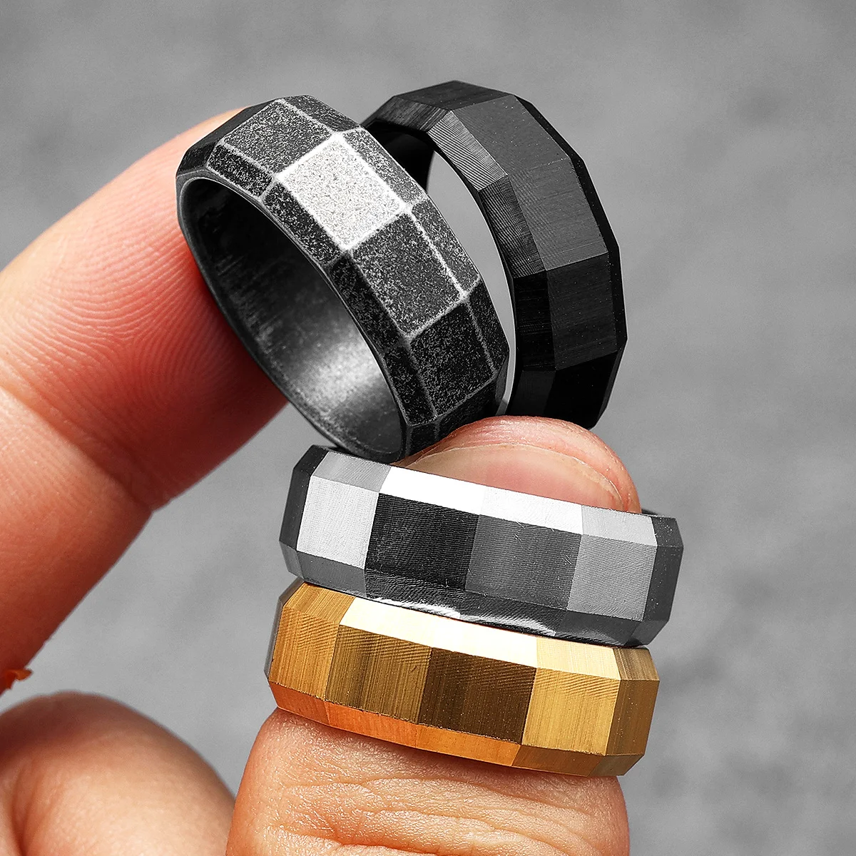 Geometric Cuts Men Rings Stain - Vintage Fashion Newtown 评论和价格